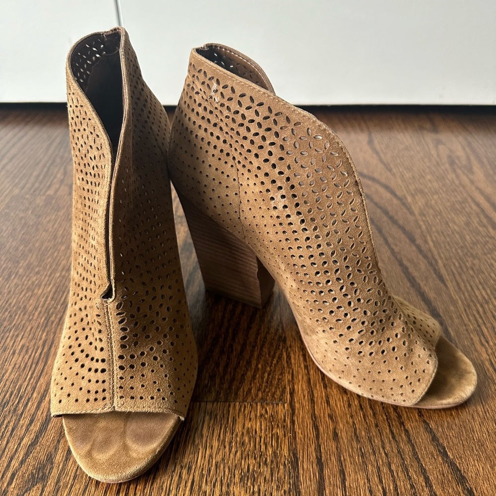 Vince Camilo peep toe block heel booties